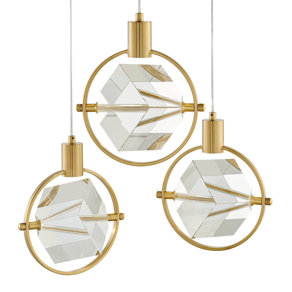 Hollywood Cube 3 Light Pendant // Gold - Home Elegance USA