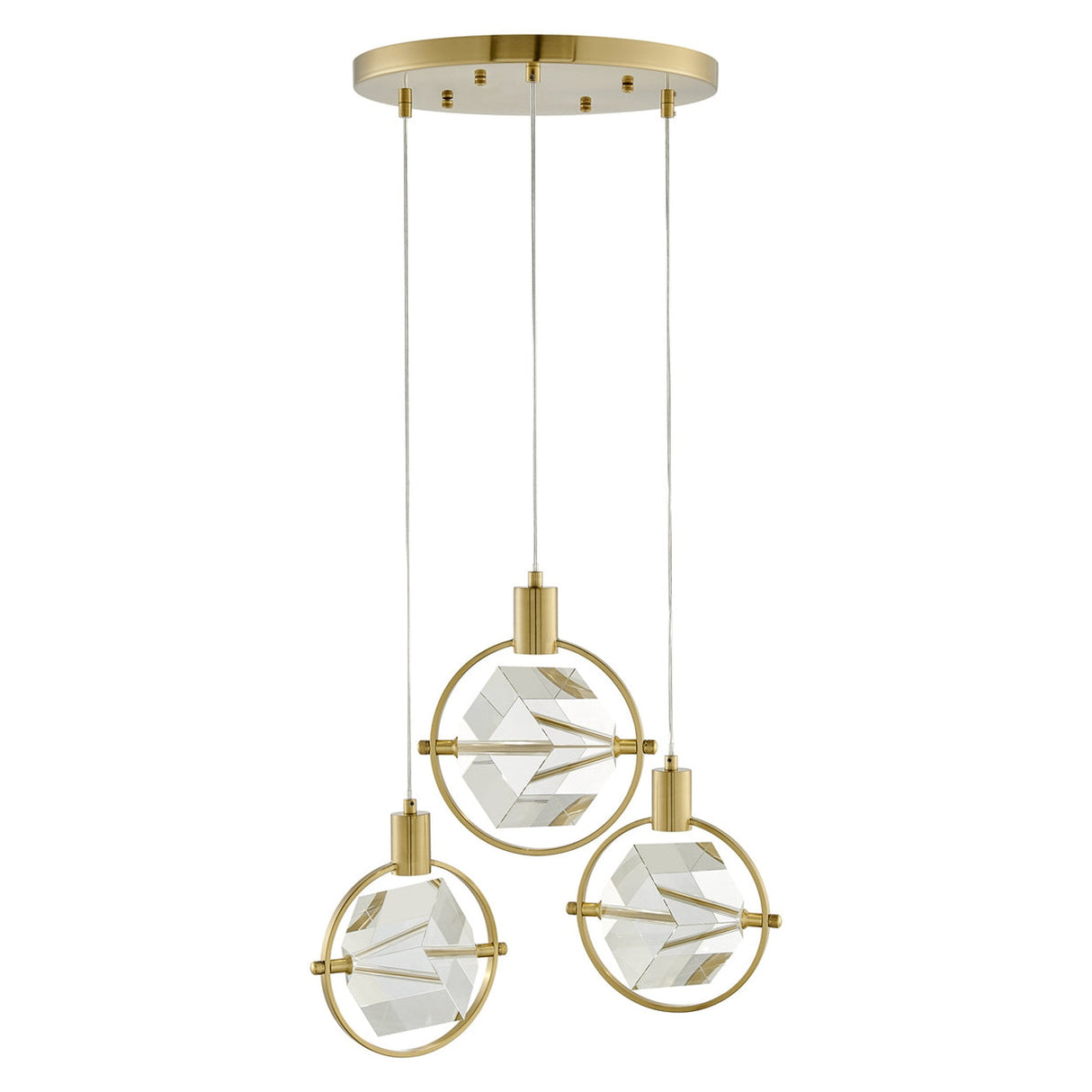 Hollywood Cube 3 Light Pendant // Gold - Home Elegance USA