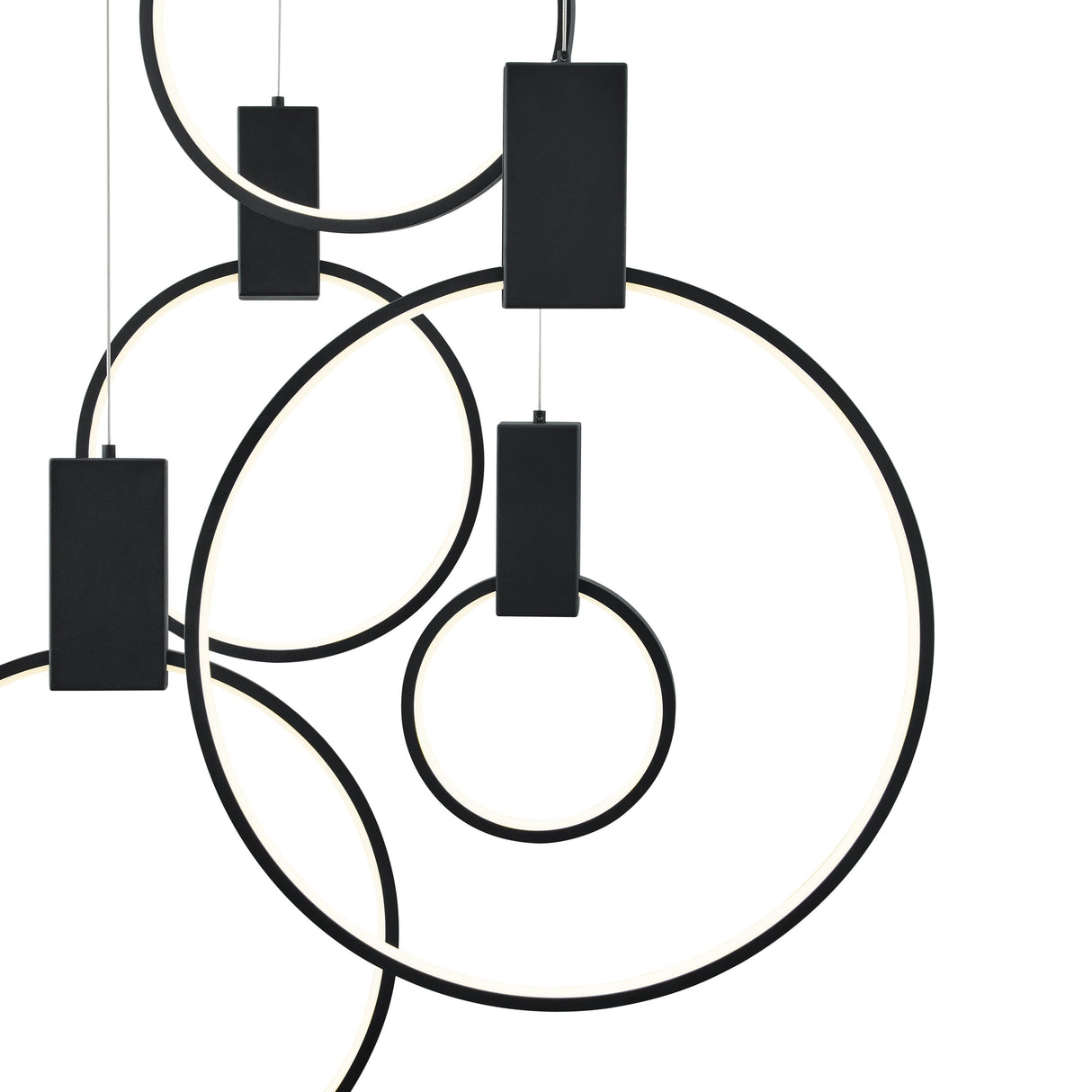 Hong Kong LED Circular Chandelier// Matte Black - Home Elegance USA