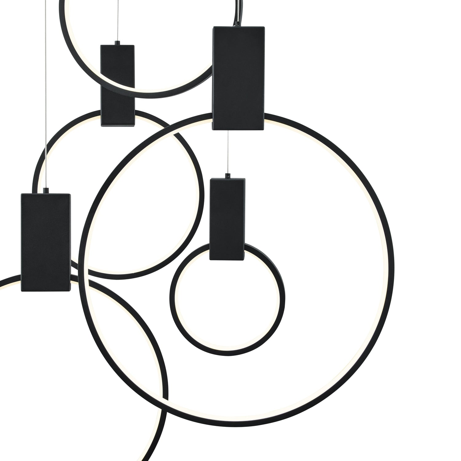 Hong Kong LED Circular Chandelier// Matte Black - Home Elegance USA