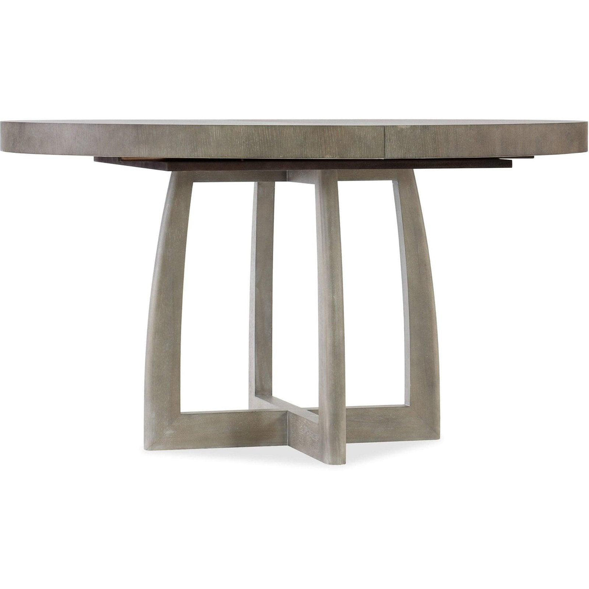 Affinity 48in Round Pedestal Dining Table - Greige Oak | Hooker Furniture | Home Elegance USA