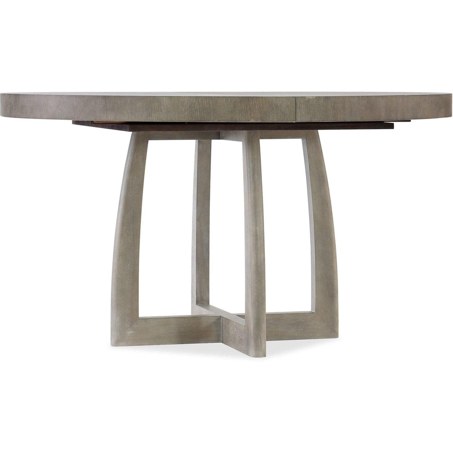 Affinity 48in Round Pedestal Dining Table - Greige Oak | Hooker Furniture | Home Elegance USA