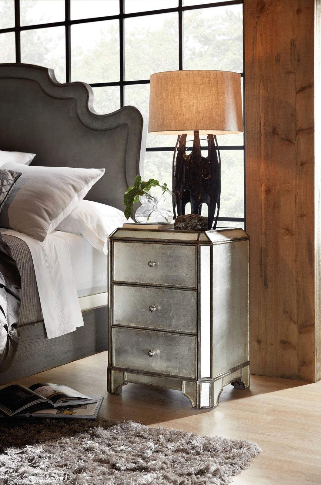 Arabella Mirrored Three - Drawer Nightstand | Hooker | Home Elegance USA