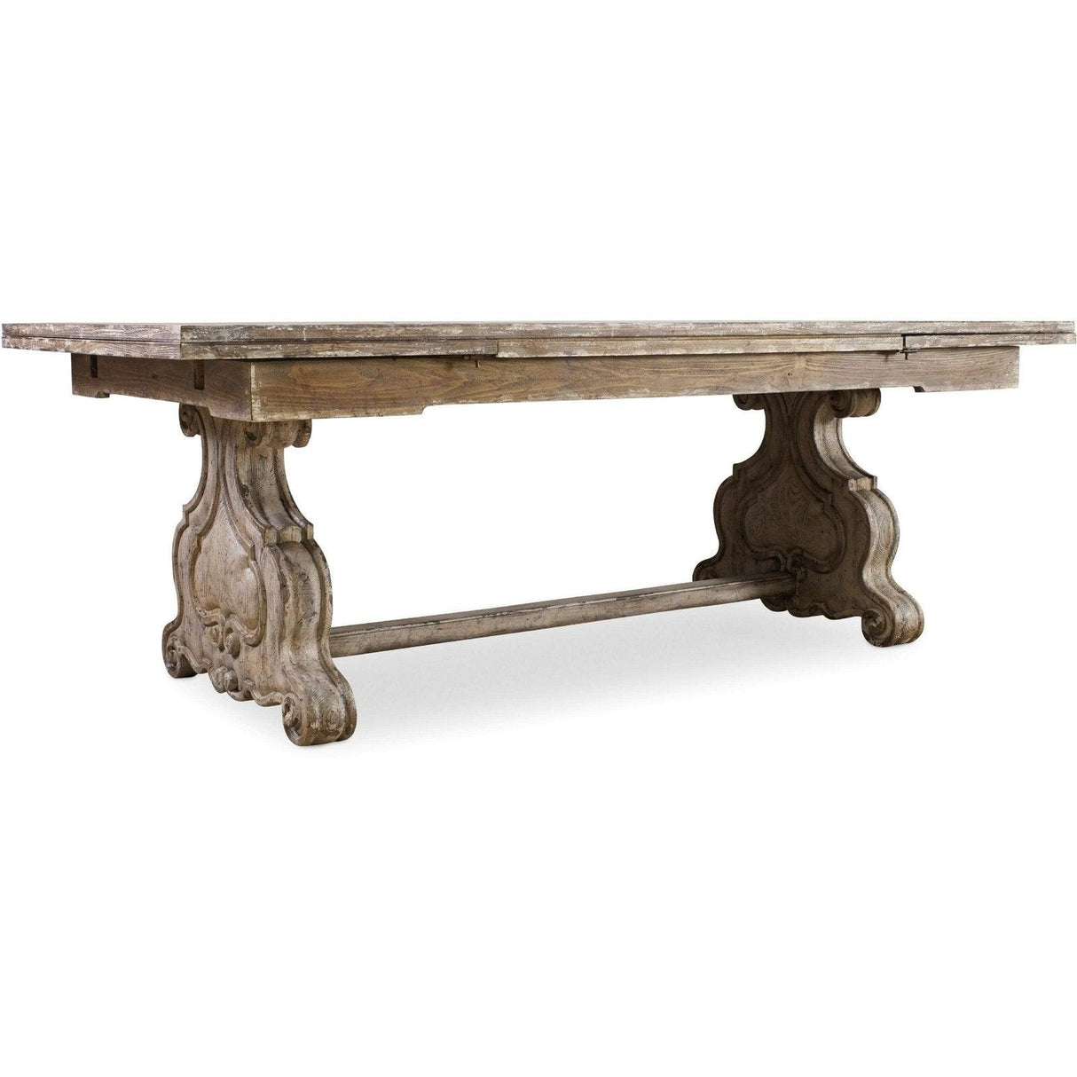 Hooker Furniture Chatelet Refectory Rectangle Trestle Dining Table With Two 22'' Leaves