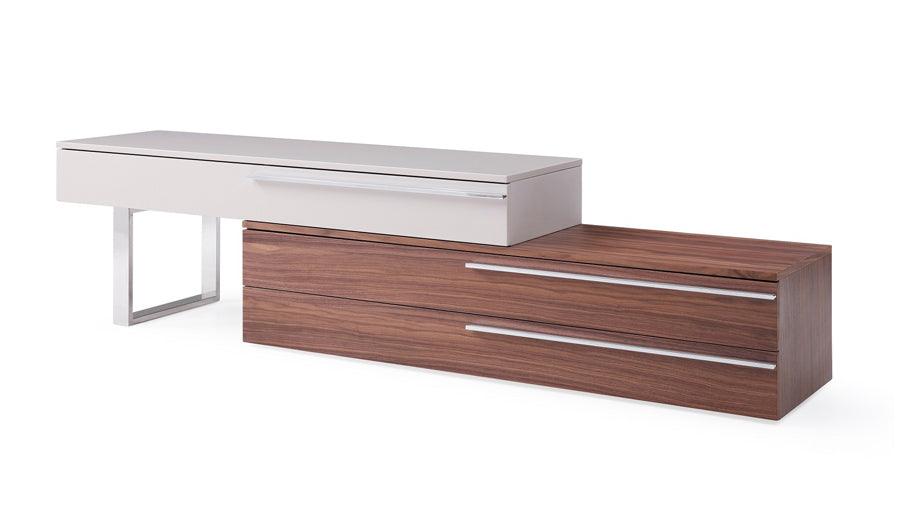 Ce Hudson Tv Base In Walnut & Taupe - 17475 - Wt | J&M | Home Elegance USA