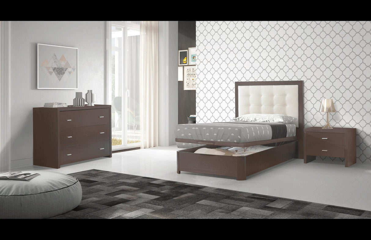 Esf Furniture - Regina 3 Piece Storage Twin Size Bedroom Set In Wenge - Reginabedts-3Set