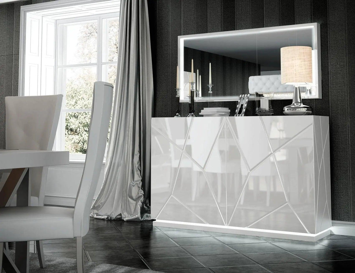 Kiu Modern Rectangular Dining Room Set High Gloss White Color By Esf Furniture - ESF Furniture