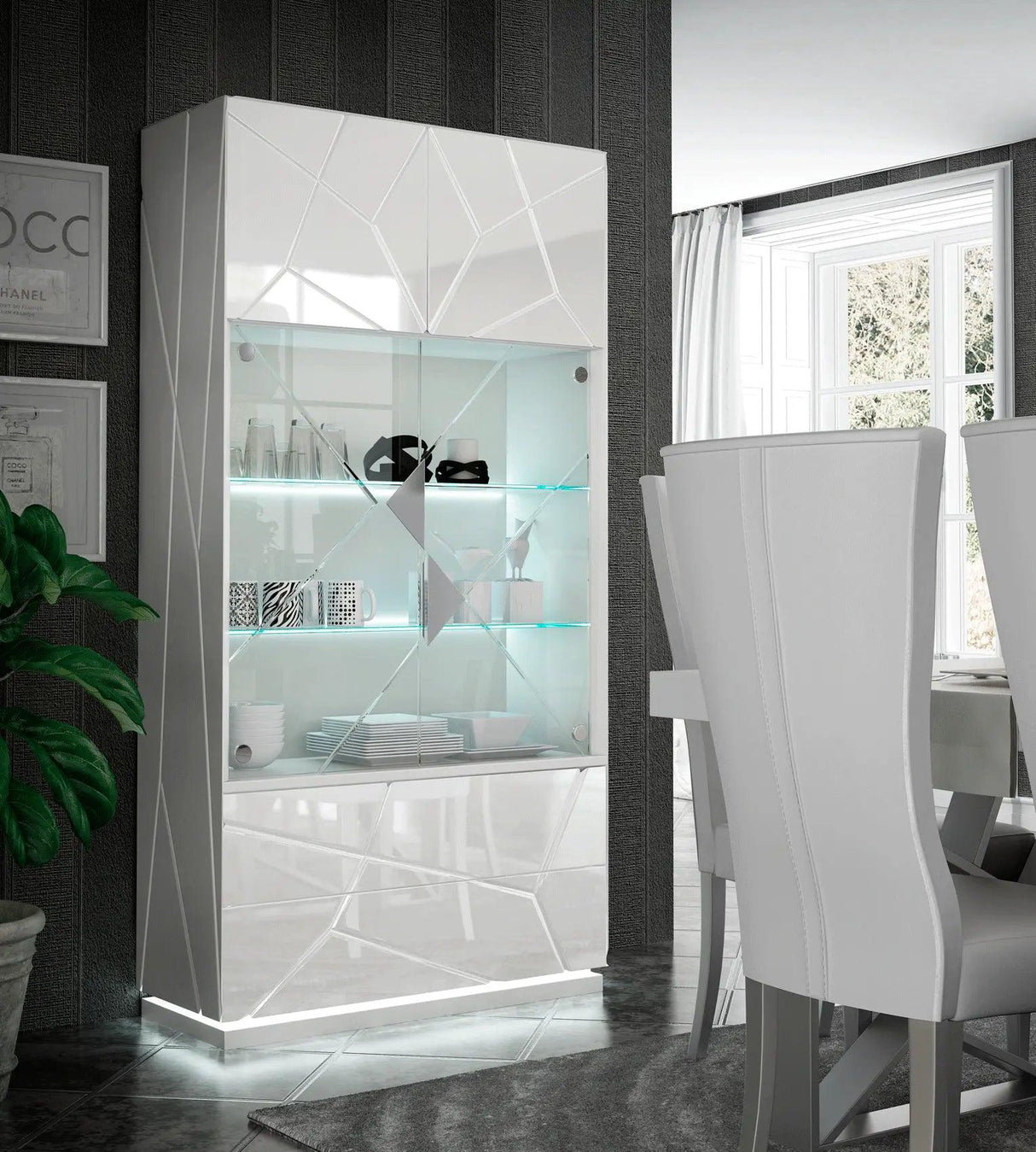 Kiu Modern Rectangular Dining Room Set High Gloss White Color By Esf Furniture - ESF Furniture