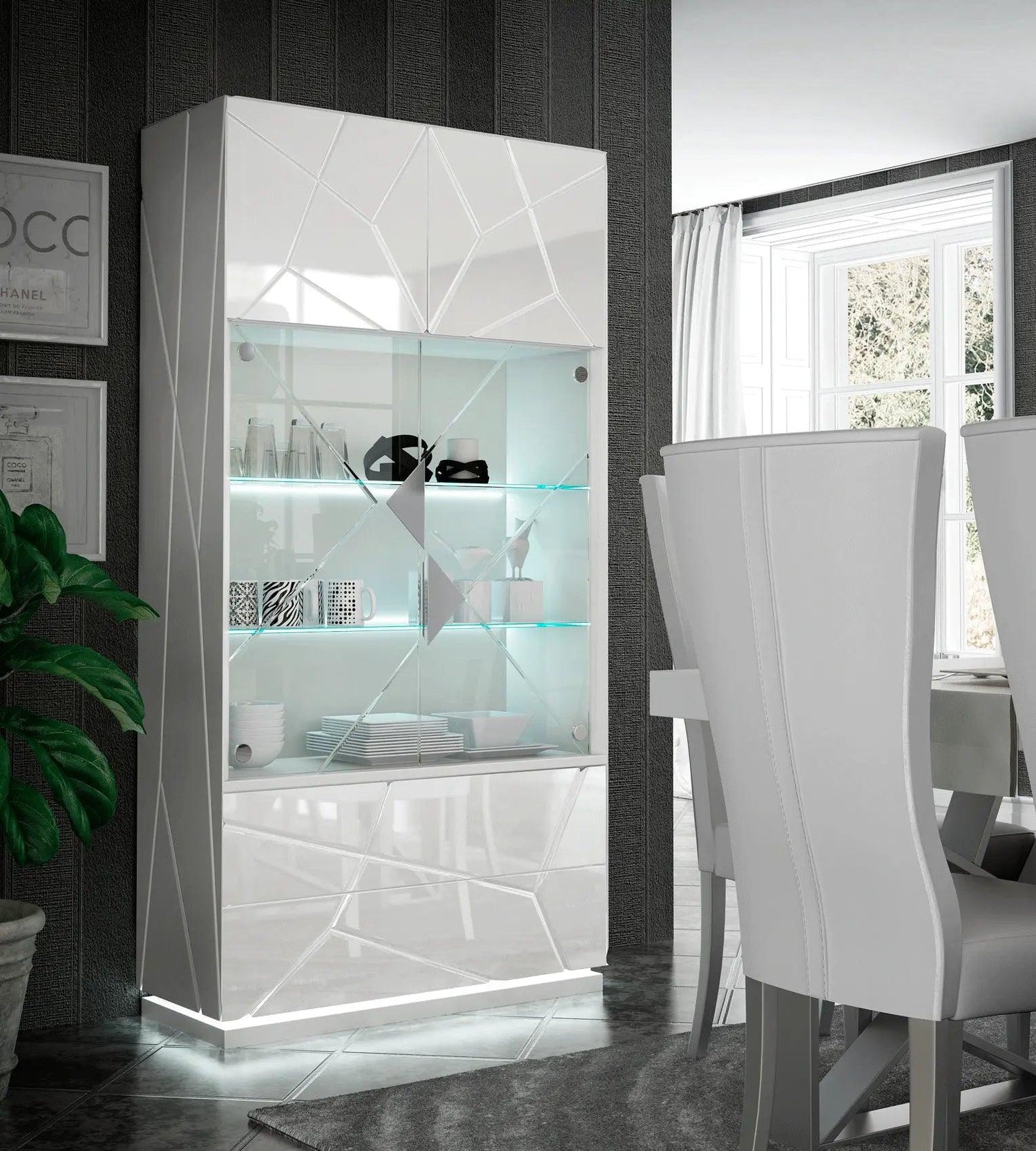 Kiu Modern Rectangular Dining Room Set High Gloss White Color By Esf Furniture - ESF Furniture