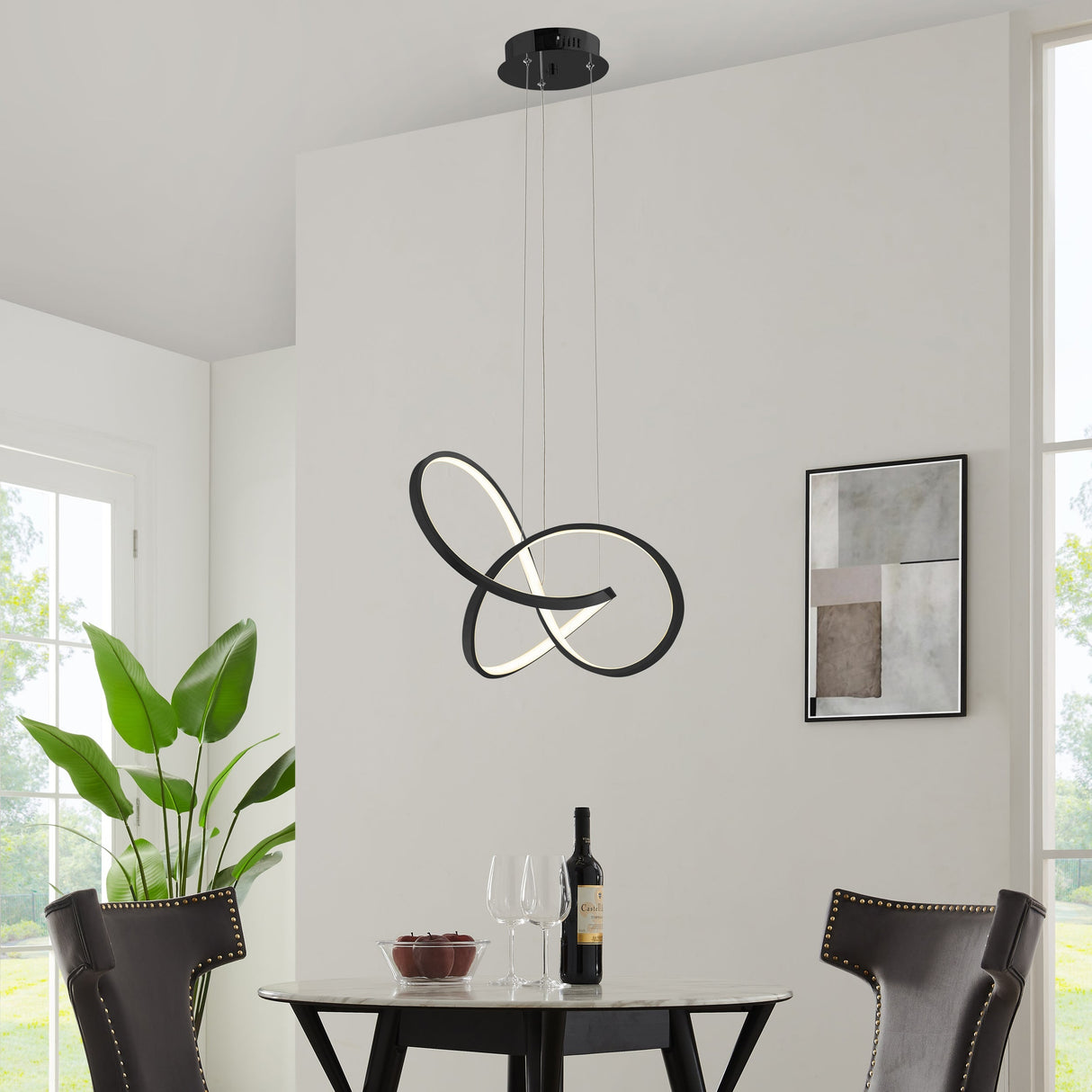 Knotted LED Dimmable Chandelier // Black - Home Elegance USA