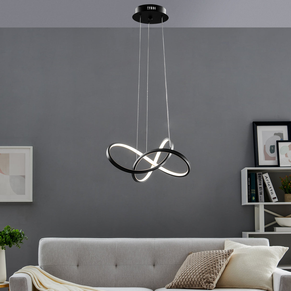 Knotted LED Dimmable Chandelier // Black - Home Elegance USA