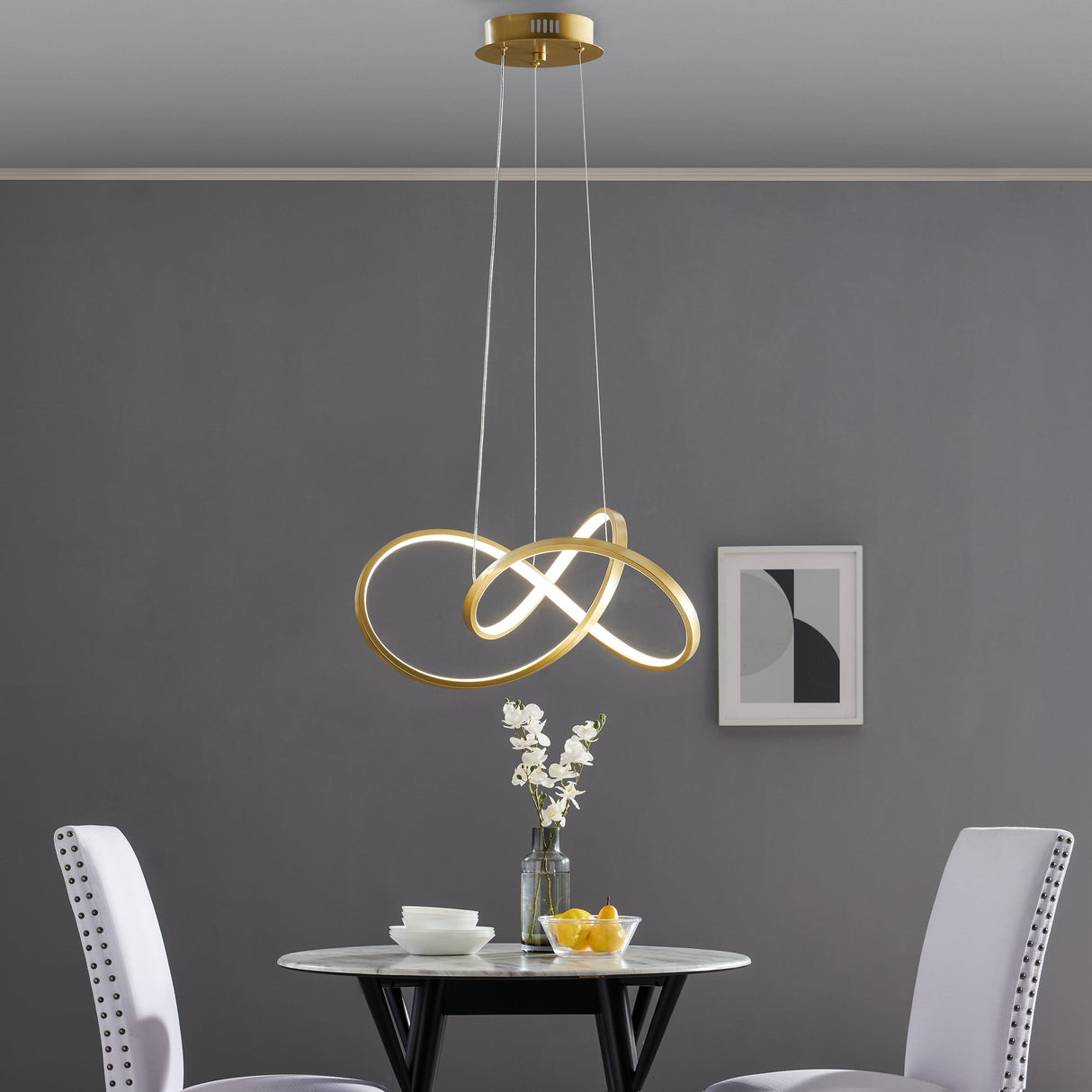 Knotted LED Dimmable Chandelier // Sandy Gold - Home Elegance USA