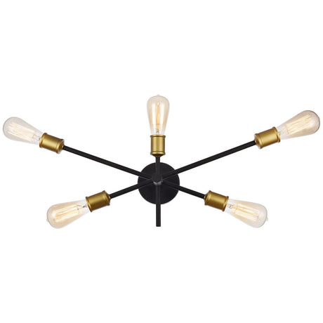 Elegant Lighting Axel Wall Sconce in Black and Brass - Home Elegance USA