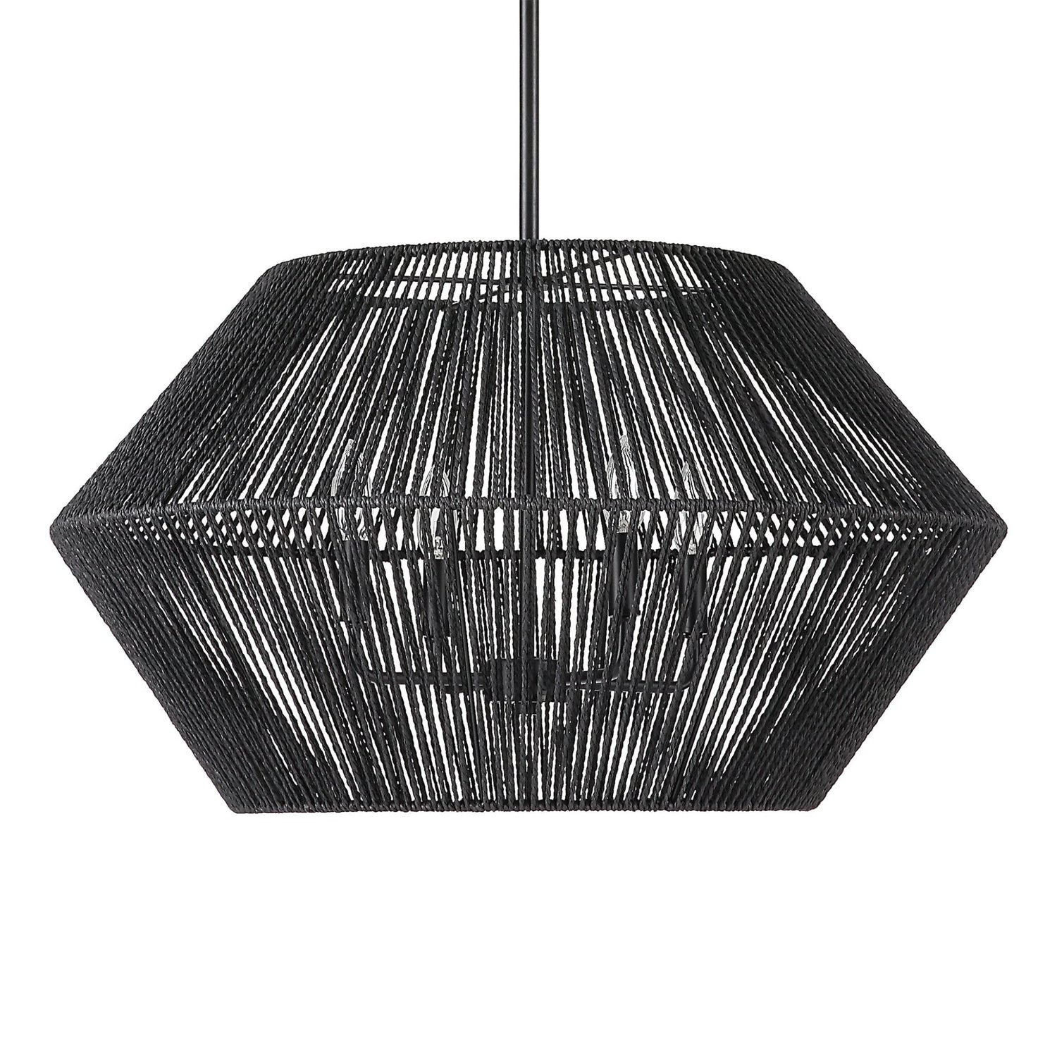 Uttermost Suva 4 Light Black Rope Pendant - Home Elegance USA