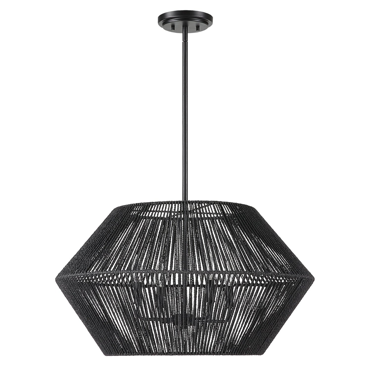 Uttermost Suva 4 Light Black Rope Pendant - Home Elegance USA