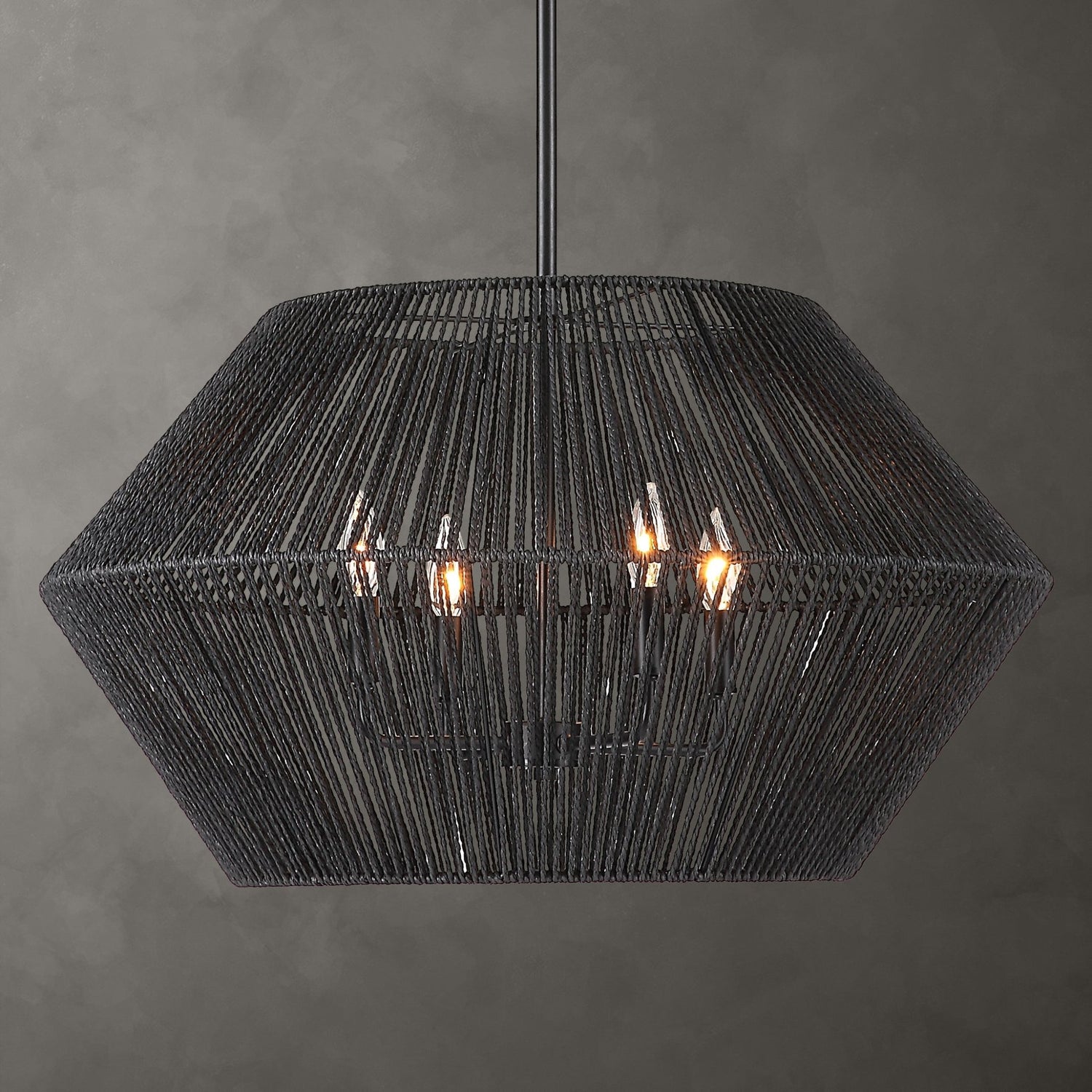 Uttermost Suva 4 Light Black Rope Pendant - Home Elegance USA