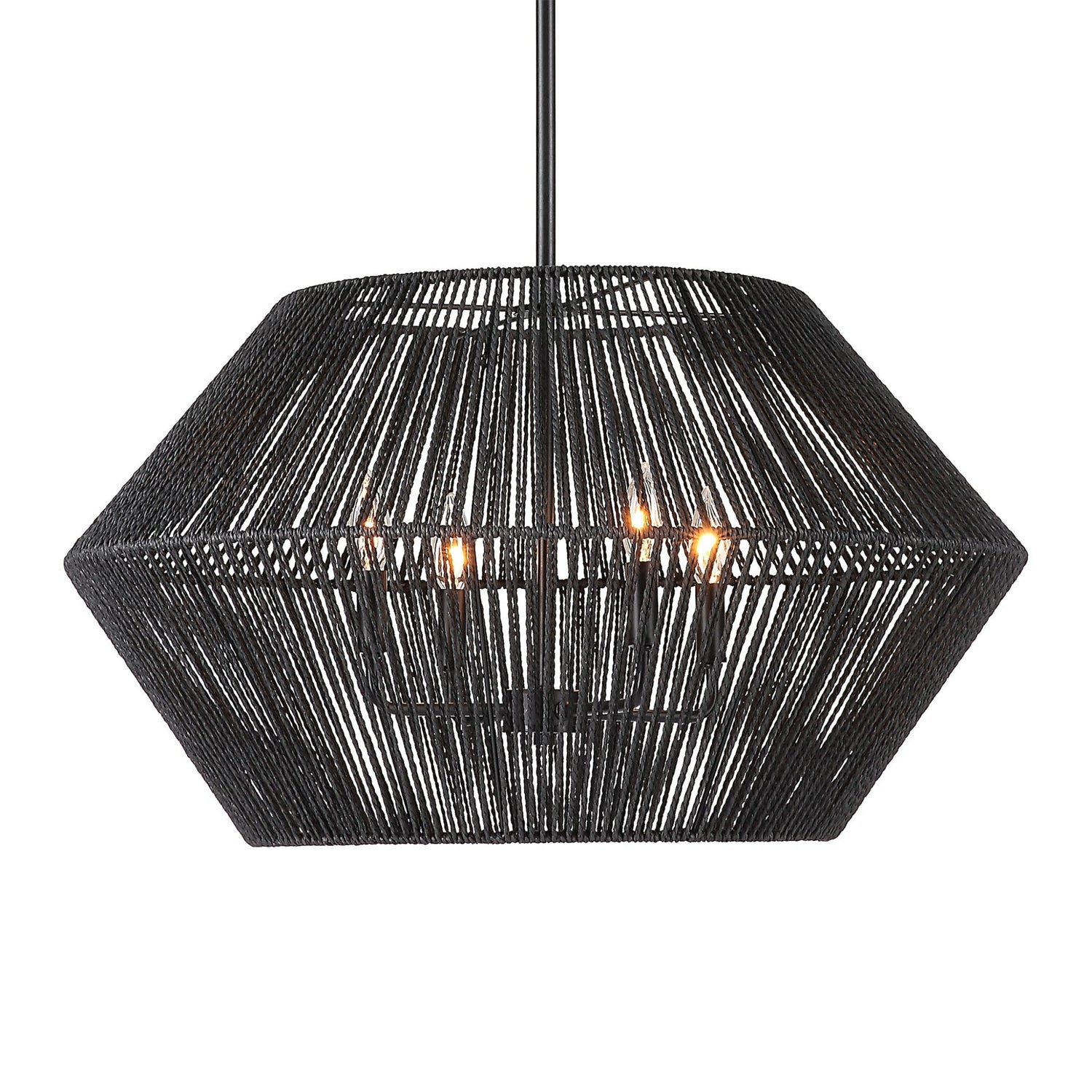 Uttermost Suva 4 Light Black Rope Pendant - Home Elegance USA