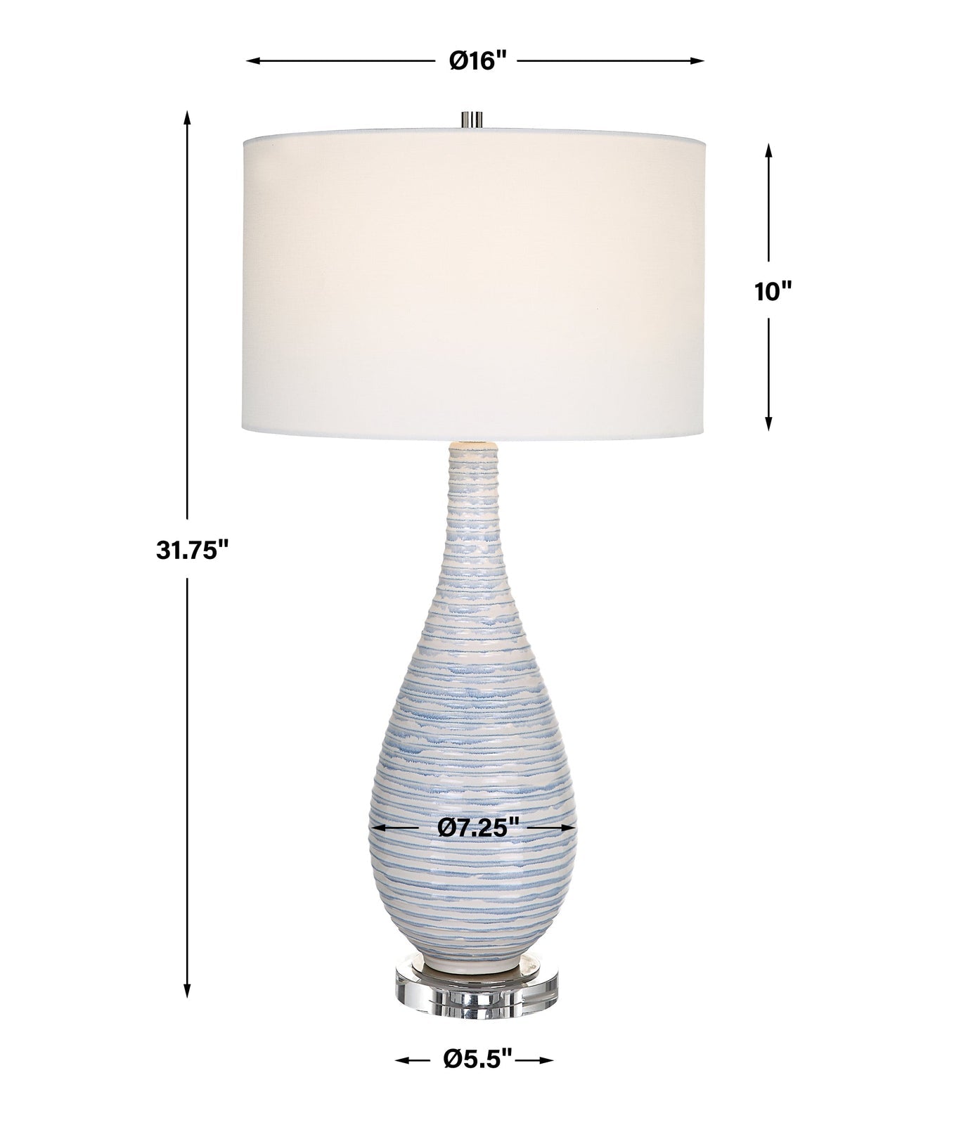 Uttermost Clariot Ribbed Blue Table Lamp - Home Elegance USA