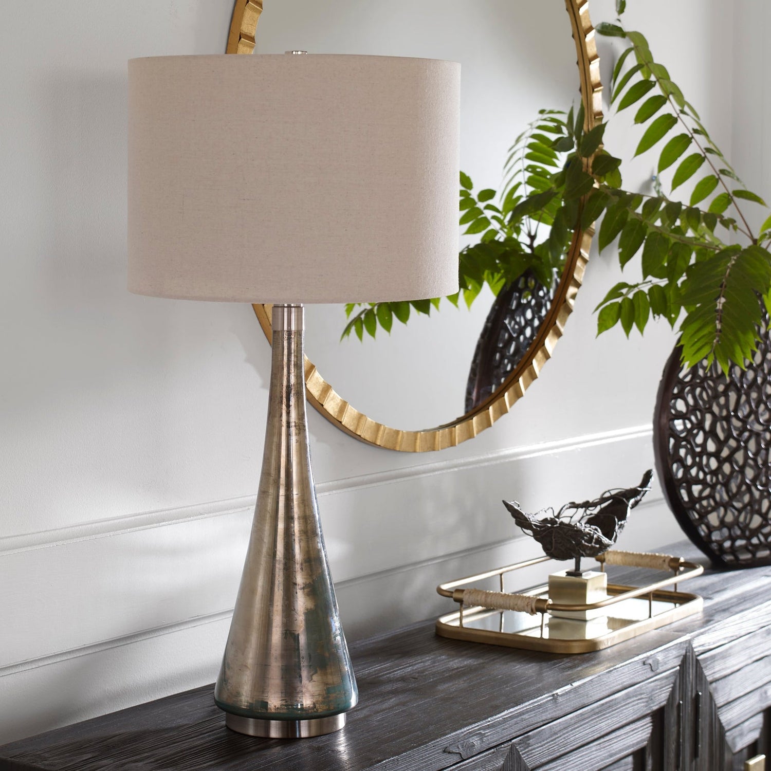 Uttermost Contour Metallic Glass Table Lamp - Home Elegance USA