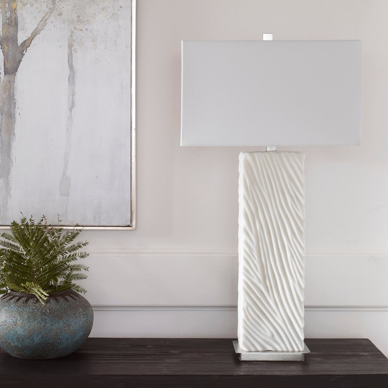 Uttermost Pillar White Marble Table Lamp - Home Elegance USA