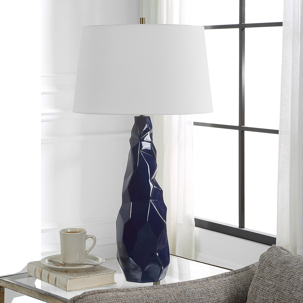 Uttermost Kavos Geometric Blue Table Lamp - Home Elegance USA