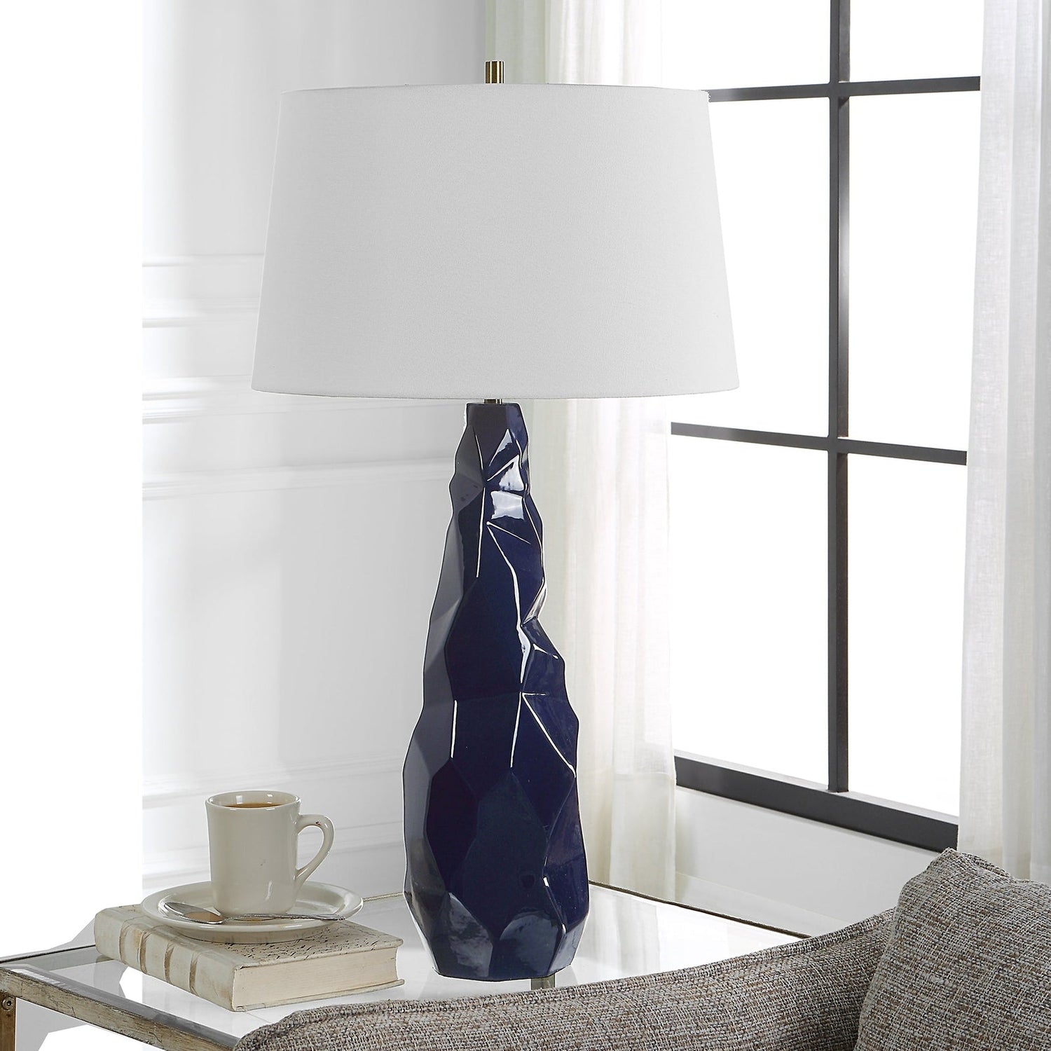 Uttermost Kavos Geometric Blue Table Lamp - Home Elegance USA