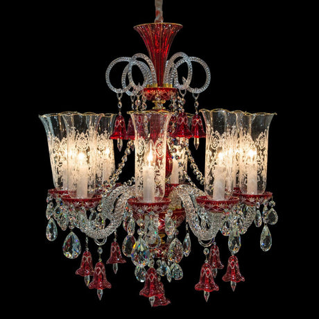 Michael Amini Lighting Winter Palace 8 Light Chandelier Red - Home Elegance USA