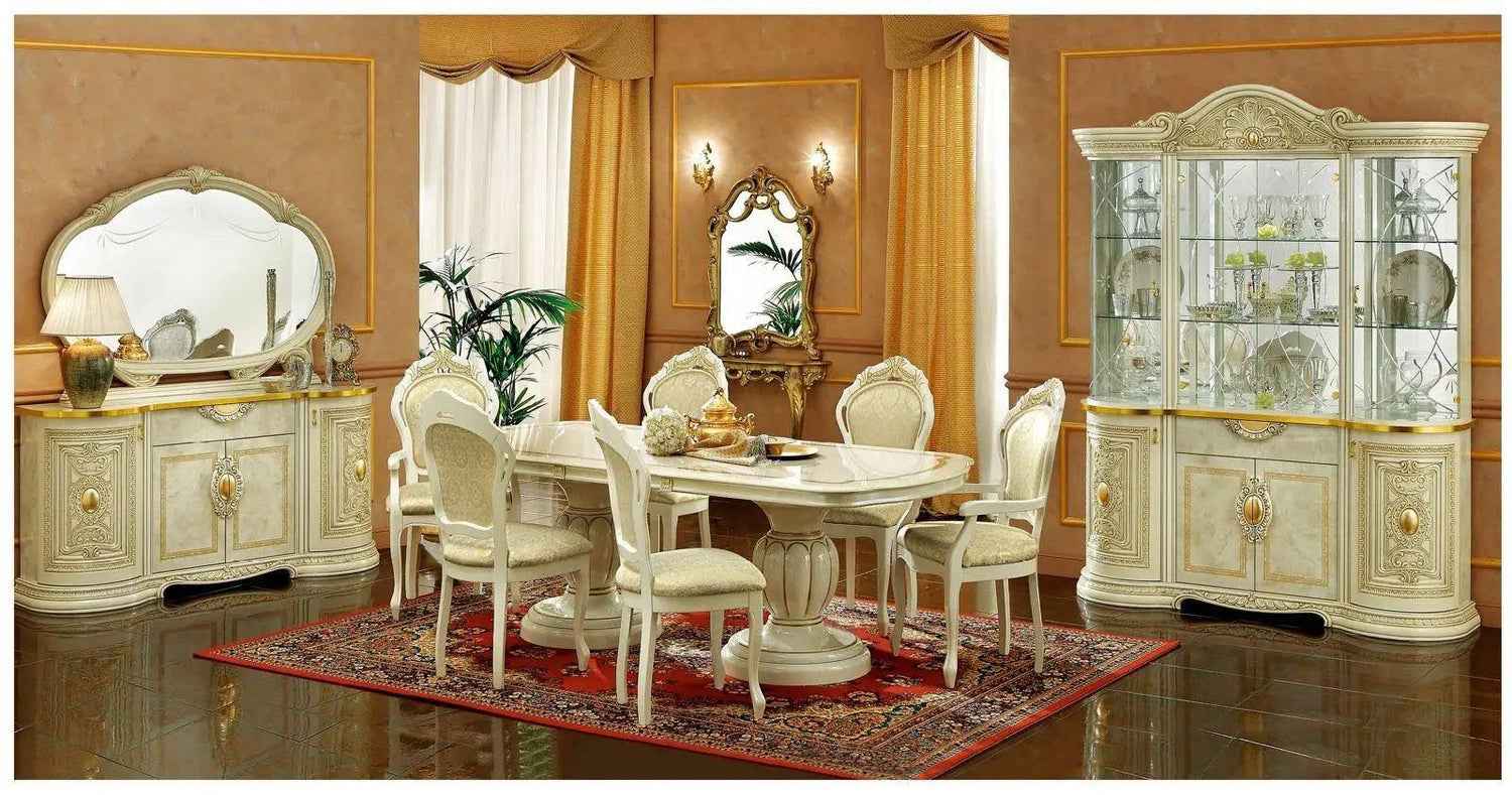Leonardo Classic Rectangular Dining Room Set By Esf Furniture - Glossy Ivory Finish - ESF Furniture
