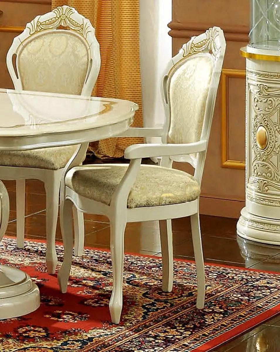 Leonardo Classic Rectangular Dining Room Set By Esf Furniture - Glossy Ivory Finish - ESF Furniture