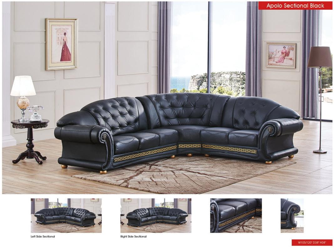 Apolo Sectional Left Facing Black - Apolosectleftblack | ESF | Home Elegance USA