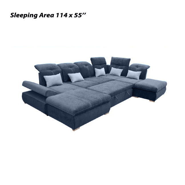 Esf Furniture - Opera Left Sectional In Dark Blue - Operasectional