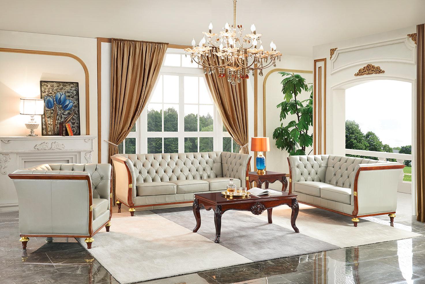 401 Grey Leather Armchair - 4011 | ESF | Home Elegance USA