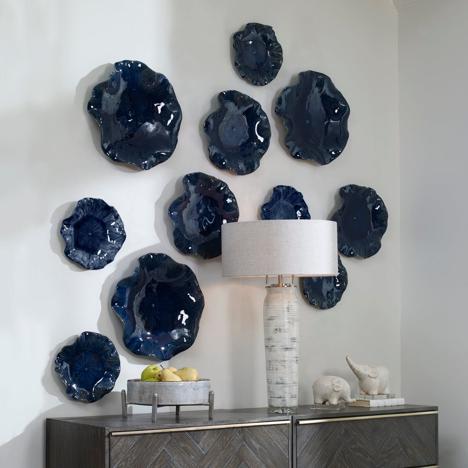 Abella Ceramic Wall Decor - Set Of 3 | Uttermost | Home Elegance USA