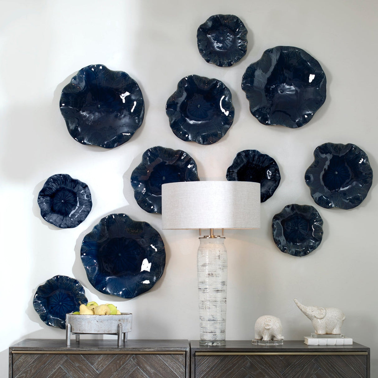 Abella Ceramic Wall Decor - Set Of 3 | Uttermost | Home Elegance USA