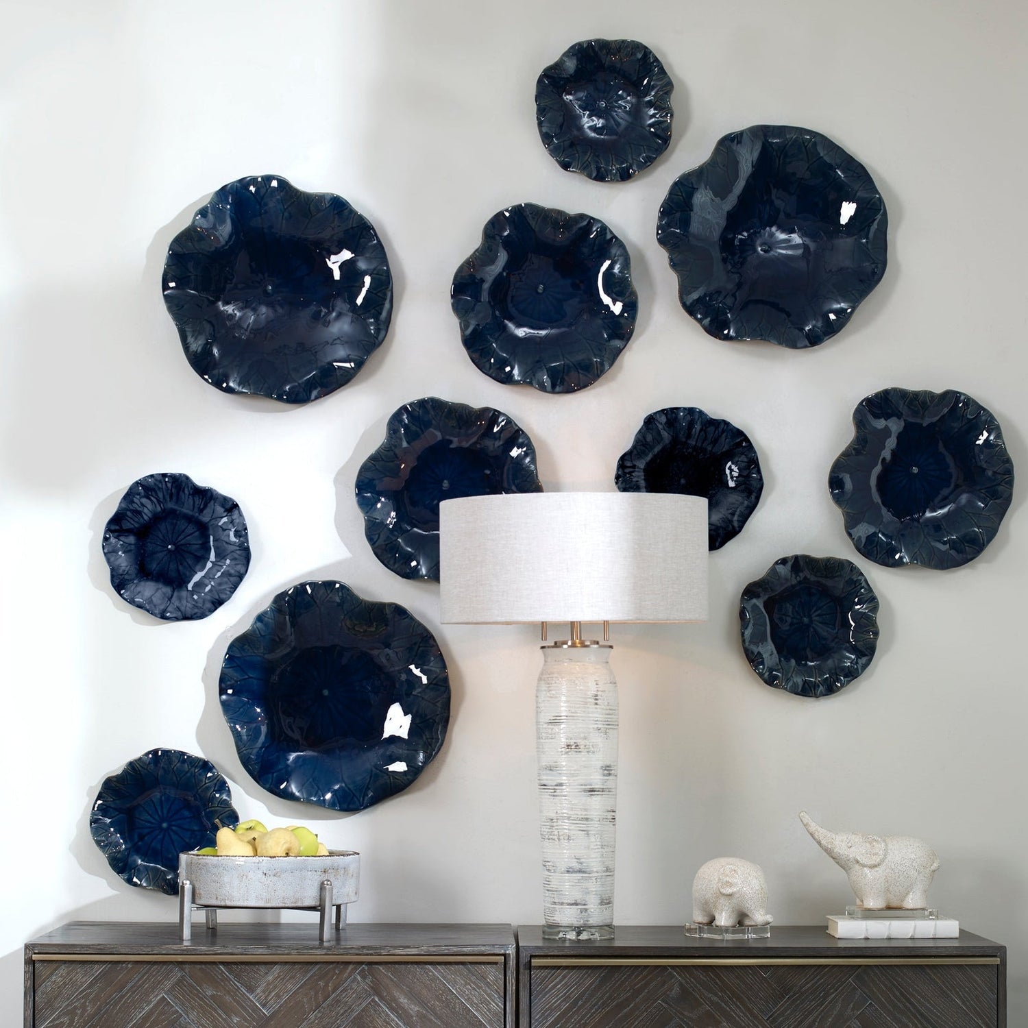 Abella Ceramic Wall Decor - Set Of 3 | Uttermost | Home Elegance USA