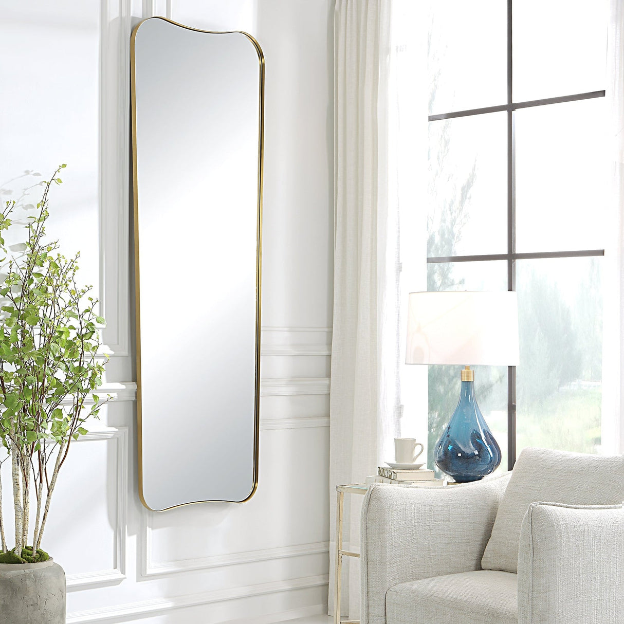 Belvoir Large Antique Brass Mirror | Uttermost | Home Elegance USA