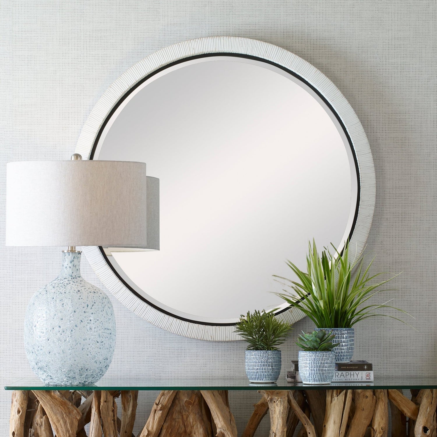 Uttermost Granada Whitewash Round Mirror - Home Elegance USA