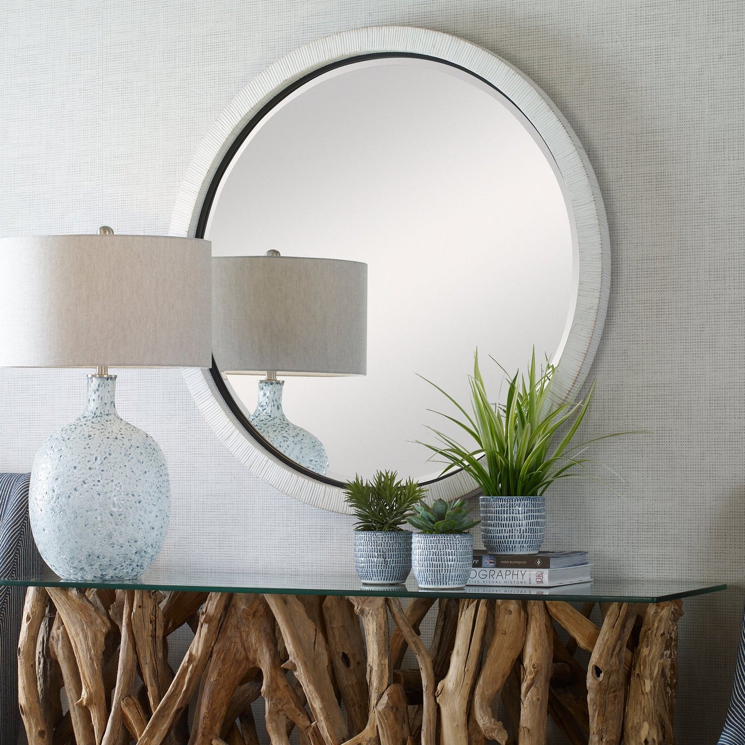 Uttermost Granada Whitewash Round Mirror - Home Elegance USA