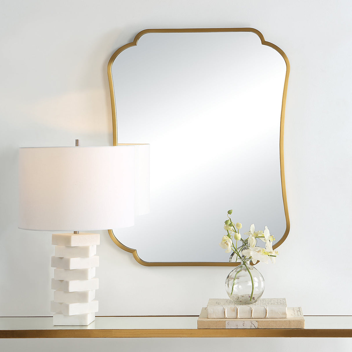 Athena Brushed Brass Mirror | Uttermost | Home Elegance USA