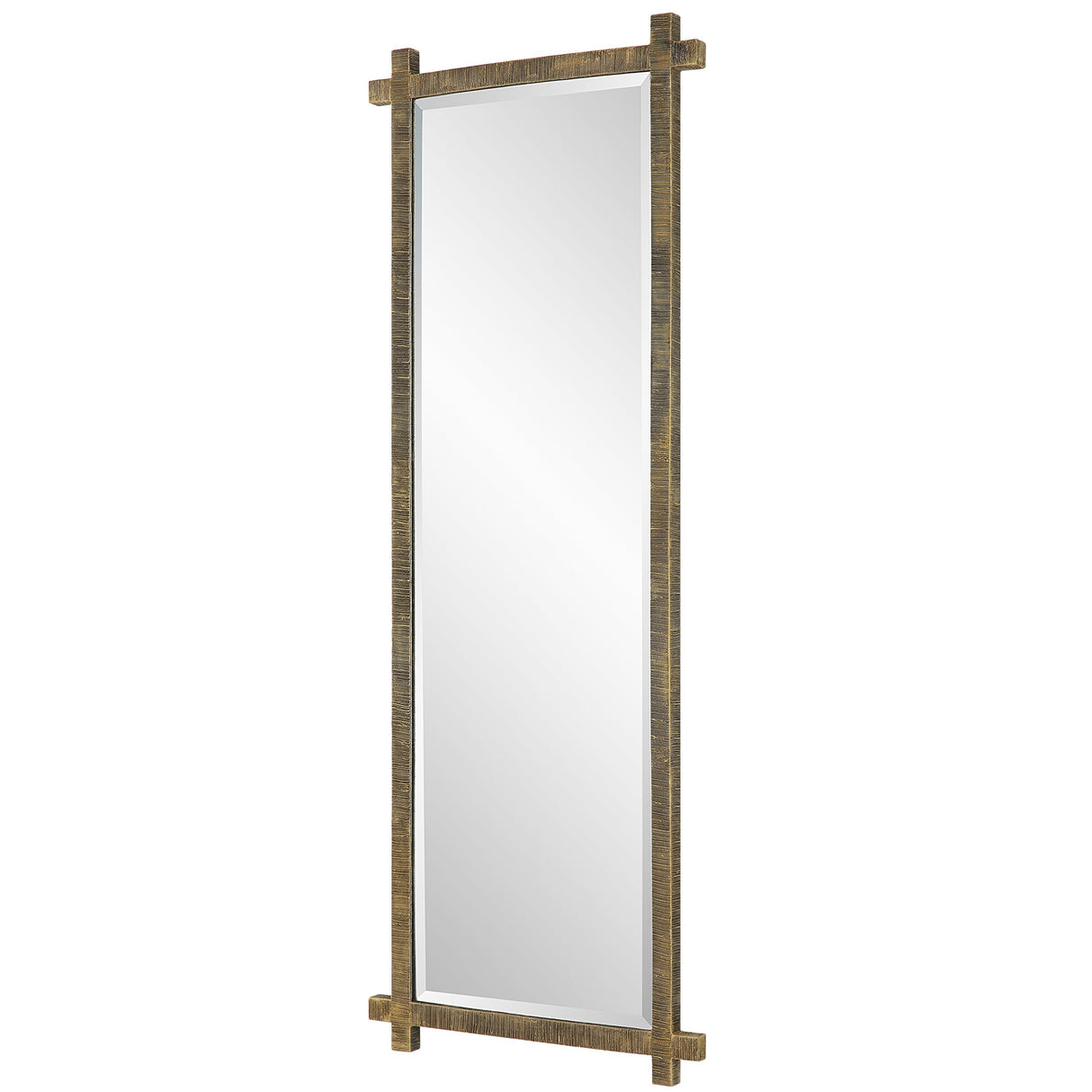 Abanu Ribbed Gold Dressing Mirror | Uttermost | Home Elegance USA