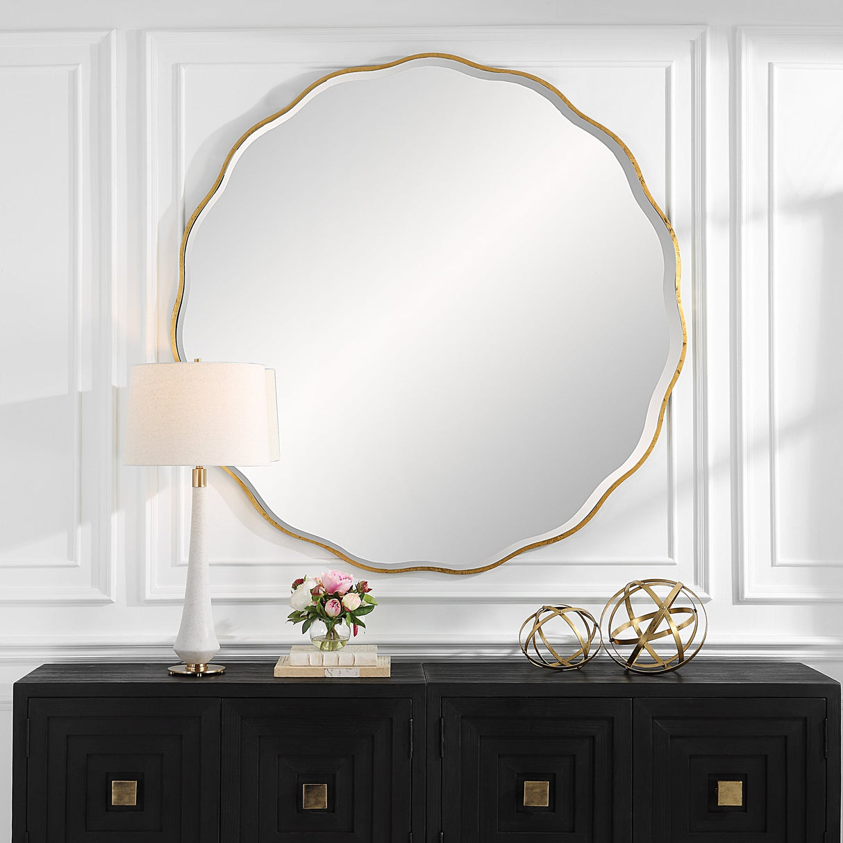 Aneta Large Gold Round Mirror | Uttermost | Home Elegance USA