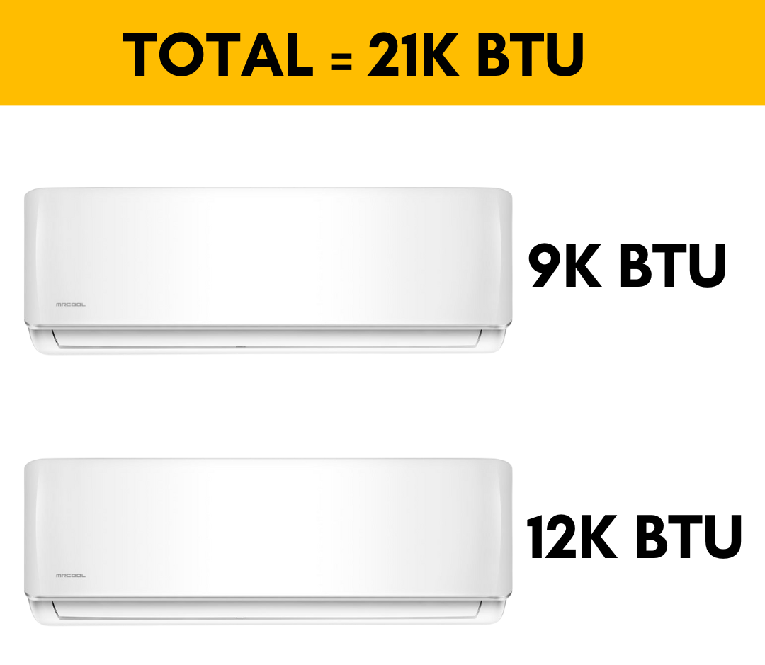 MRCOOL DIY Mini Split - 21,000 BTU 2 Zone Ductless Air Conditioner and Heat Pump with 35 ft. and 50 ft. Install Kit, DIYM218HPW01C15 - Home Elegance USA