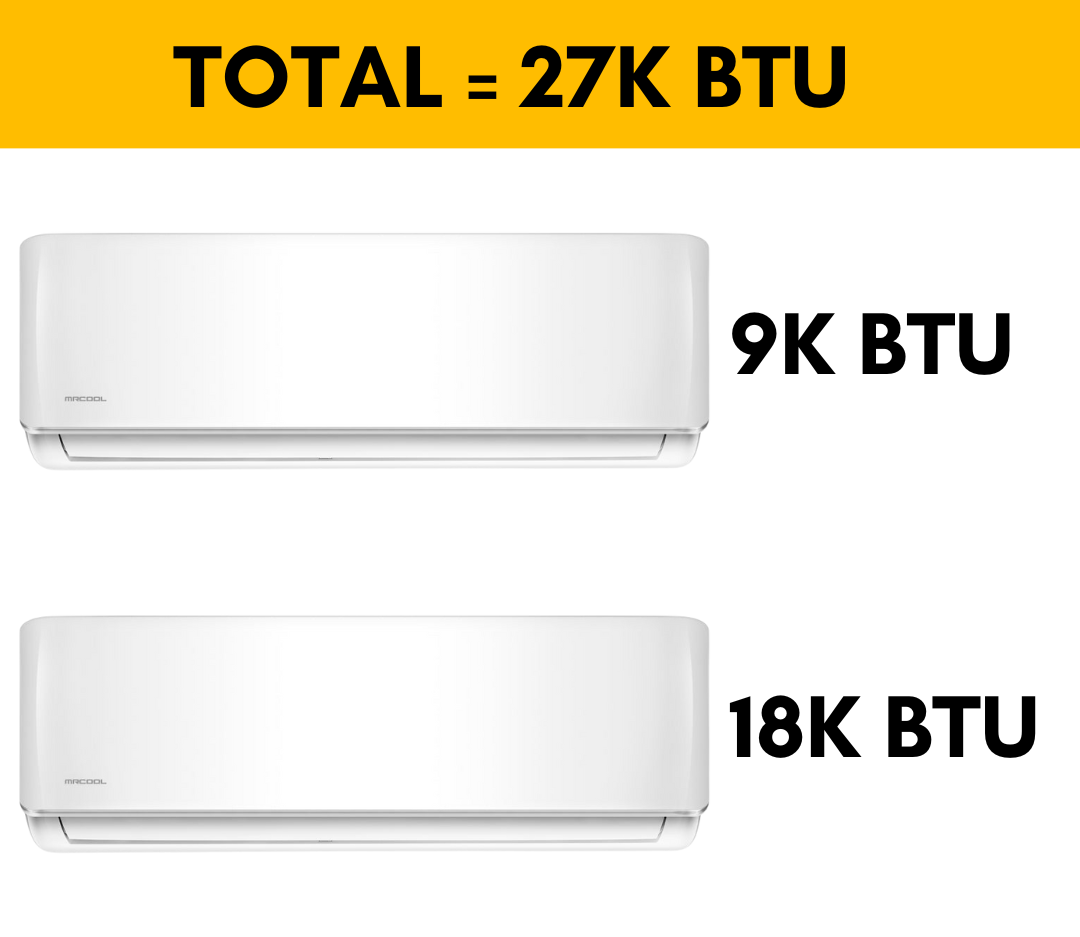MRCOOL DIY Mini Split - 27,000 BTU 2 Zone Ductless Air Conditioner and Heat Pump with 25 ft. and 50 ft. Install Kit, DIYM227HPW01C10 - Home Elegance USA