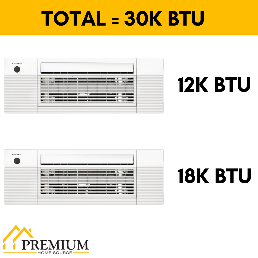 MRCOOL DIY Mini Split - 30,000 BTU 2 Zone Ceiling Cassette Ductless Air Conditioner and Heat Pump with 16 ft. Install Kit, DIY236HPC1218-16 - Home Elegance USA