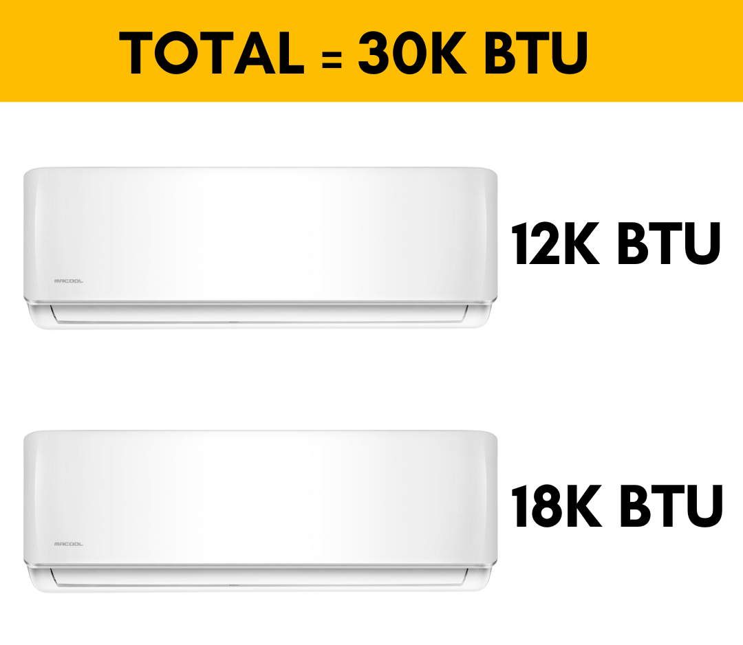 MRCOOL DIY Mini Split - 30,000 BTU 2 Zone Ductless Air Conditioner and Heat Pump with 50 ft. Install Kit, DIYM227HPW03C22 - Home Elegance USA
