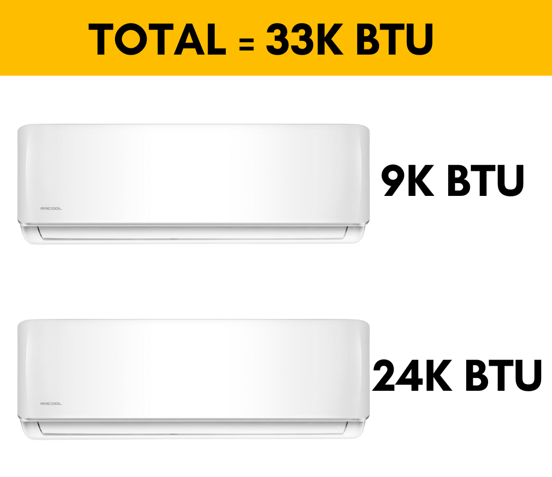 MRCOOL DIY Mini Split - 33,000 BTU 2 Zone Ductless Air Conditioner and Heat Pump, DIY-B-236HP0924 - Home Elegance USA