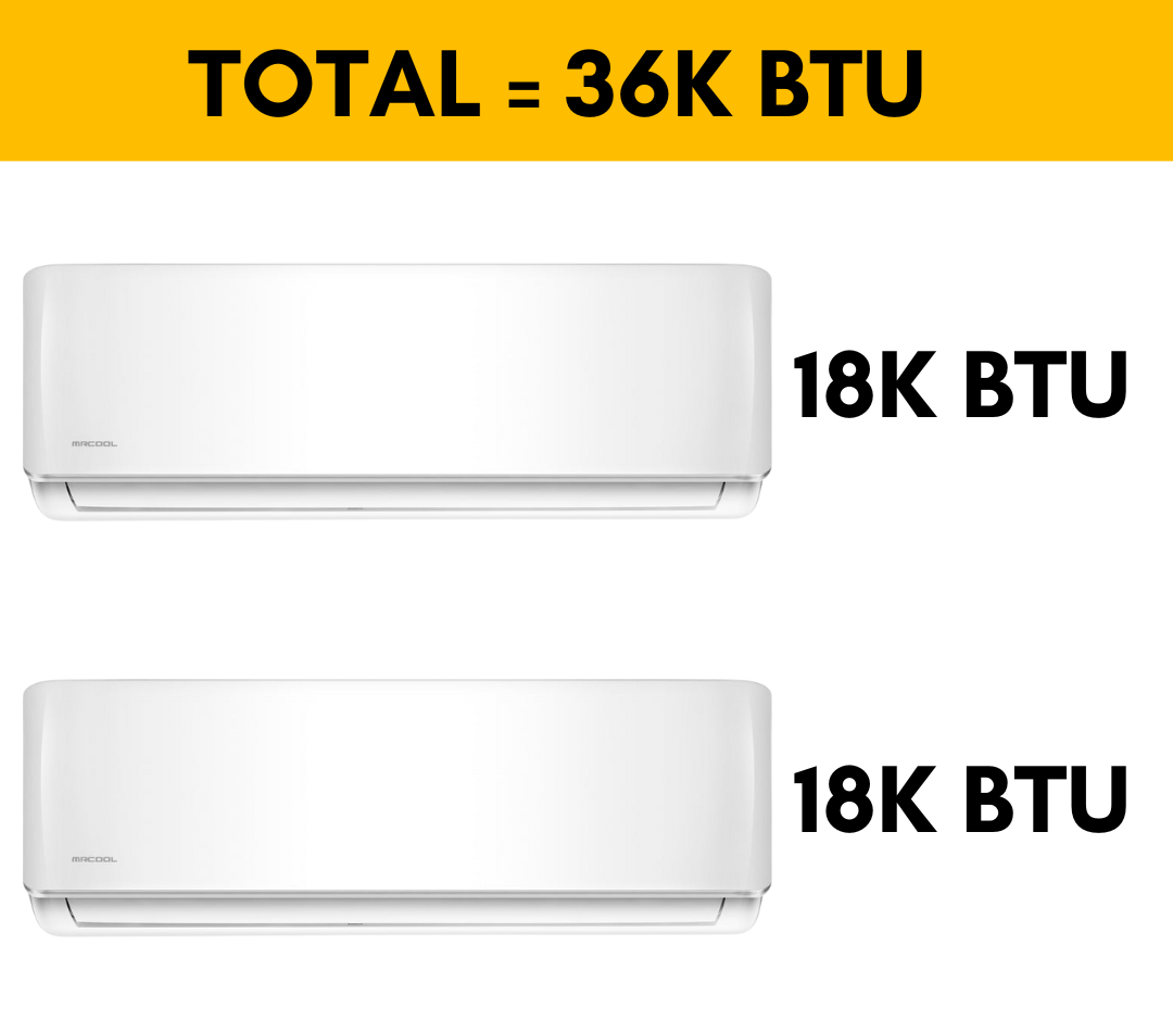 MRCOOL DIY Mini Split - 36,000 BTU 2 Zone Ductless Air Conditioner and Heat Pump with 35 ft. and 50 ft. Install Kit, DIYM236HPW03C15 - Home Elegance USA