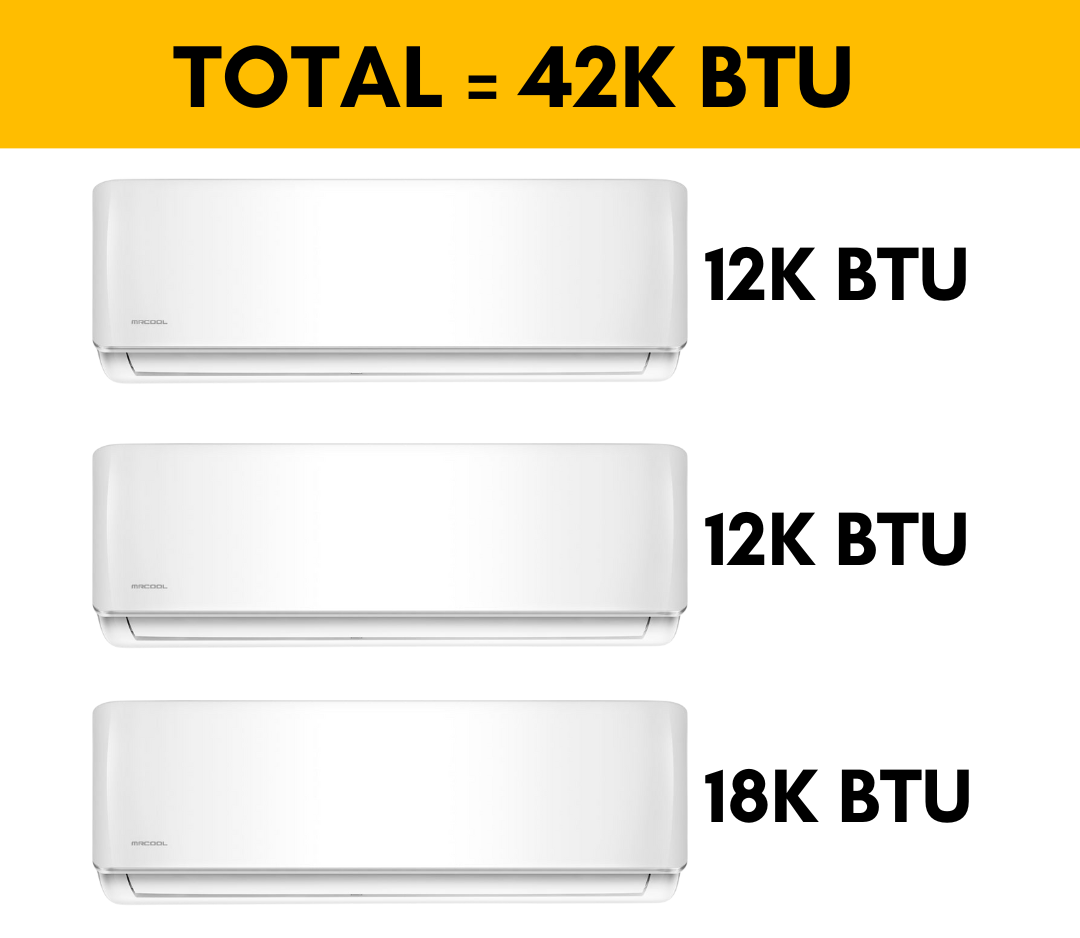 MRCOOL DIY Mini Split - 42,000 BTU 3 Zone Ductless Air Conditioner and Heat Pump with 35 ft. Install Kit, DIYM348HPW00C49 - Home Elegance USA