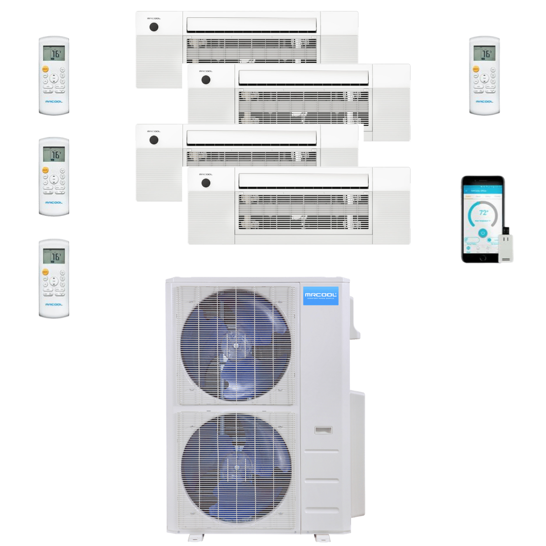 MRCOOL DIY Mini Split - 45,000 BTU 4 Zone Ceiling Cassette Ductless Air Conditioner and Heat Pump, DIY-BC-448HP09090918 - Home Elegance USA