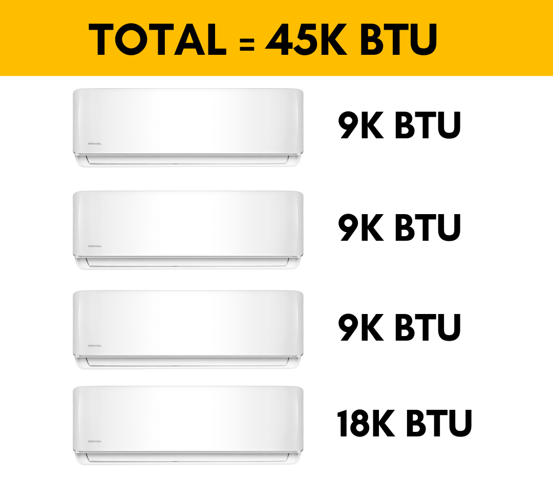 MRCOOL DIY Mini Split - 45,000 BTU 4 Zone Ductless Air Conditioner and Heat Pump, DIY-B-448HP09090918 - Home Elegance USA